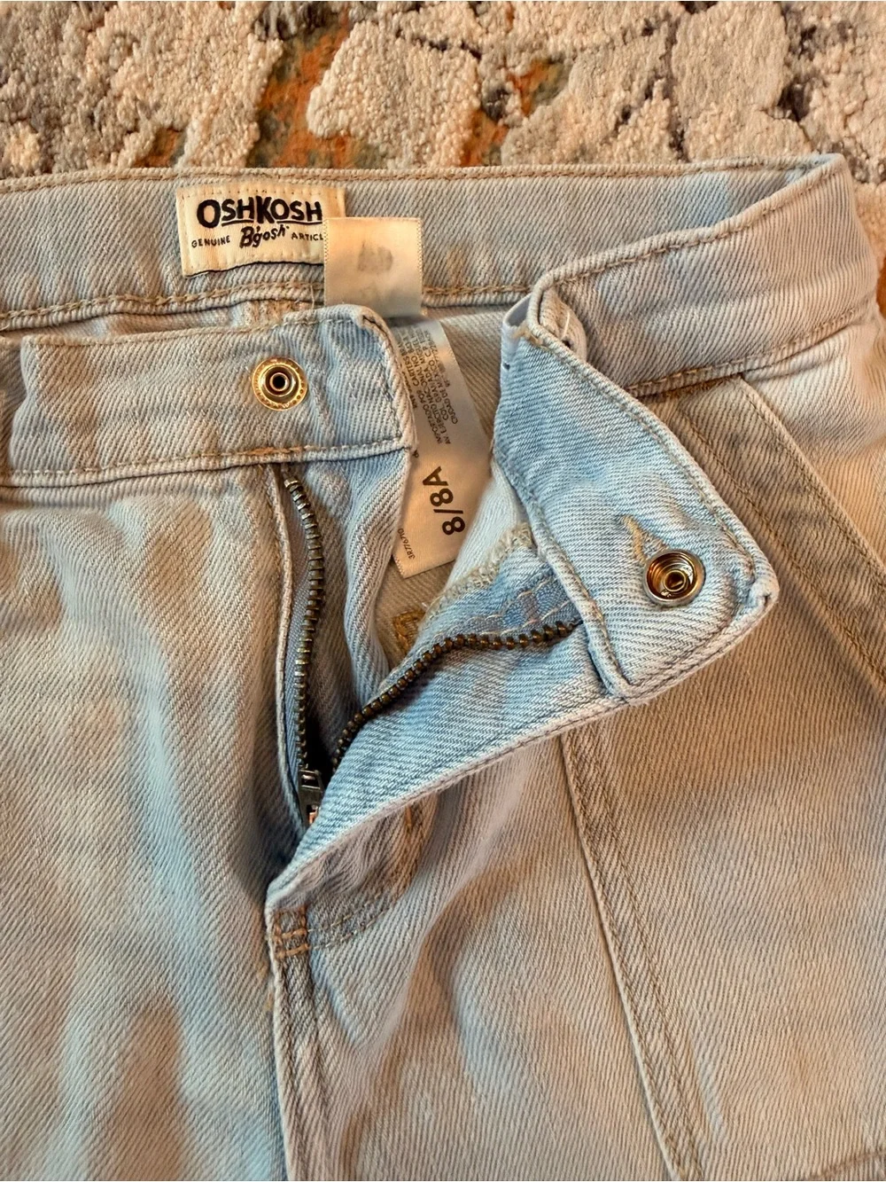 Girls Flare Light Blue Jeans with Floral Design